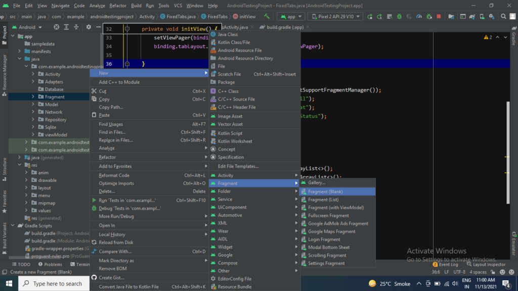 Create Fragment