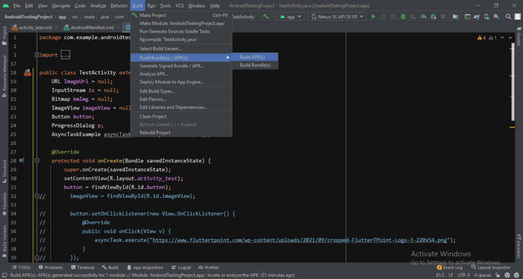 generating android debug apk